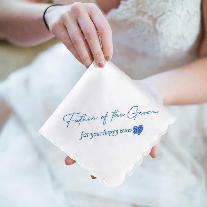 PACGOTH Store Mother of the Bride Handkerchiefs Happy Tear Wedding Handkerchiefs Something Blue Gifts On Wedding Day Keepsake Hankies - Image 2